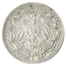 Монета 1/2 марки 1916 года F Германия (реверс)