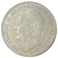 Монета 3 марки 1910 года G Германия (Баден) (аверс)