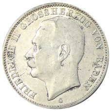 Монета 3 марки 1910 года G Германия (Баден) (аверс)