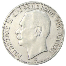Монета 3 марки 1910 года G Германия (Баден) (аверс)