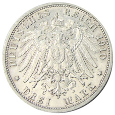 Монета 3 марки 1910 года G Германия (Баден) (реверс)