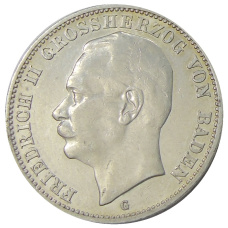 Монета 3 марки 1910 года G Германия (Баден) (аверс)