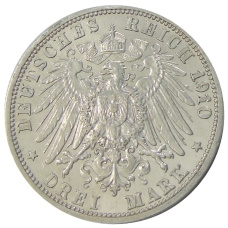 Монета 3 марки 1910 года G Германия (Баден) (реверс)