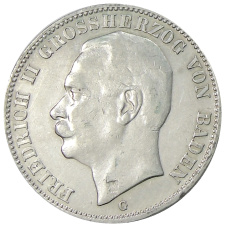 Монета 3 марки 1909 года G Германия (Баден) (аверс)