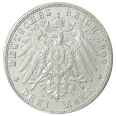 Монета 3 марки 1909 года G Германия (Баден) (реверс)