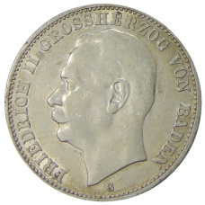 Монета 3 марки 1909 года G Германия (Баден) (аверс)