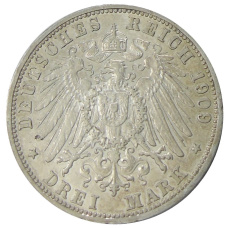 Монета 3 марки 1909 года G Германия (Баден) (реверс)