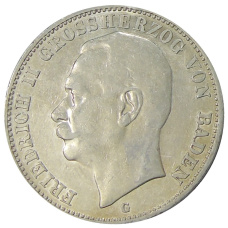 Монета 3 марки 1908 года G Германия (Баден) (аверс)