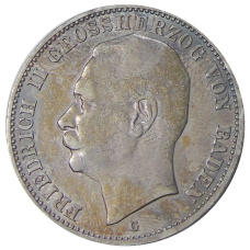 Монета 3 марки 1909 года G Германия (Баден) (аверс)