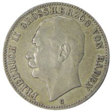 Монета 3 марки 1909 года G Германия (Баден) (аверс)