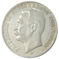 Монета 3 марки 1909 года G Германия (Баден) (аверс)