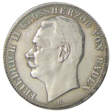 Монета 3 марки 1908 года G Германия (Баден) (аверс)