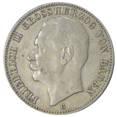 Монета 3 марки 1908 года G Германия (Баден) (аверс)