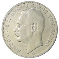 Монета 3 марки 1908 года G Германия (Баден) (аверс)