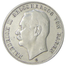 Монета 3 марки 1908 года G Германия (Баден) (аверс)