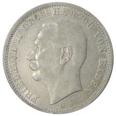 Монета 3 марки 1911 года G Германия (Баден) (аверс)