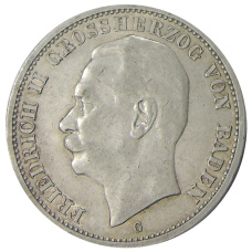 Монета 3 марки 1911 года G Германия (Баден) (аверс)