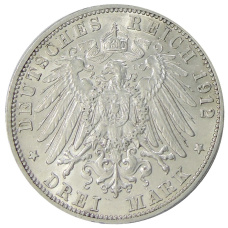 Монета 3 марки 1912 года G Германия (Баден) (реверс)