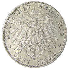 Монета 3 марки 1912 года G Германия (Баден) (реверс)