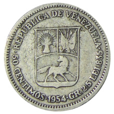 Монета 50 сентимо 1954 года Венесуэла (аверс)