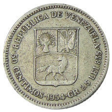 Монета 50 сентимо 1954 года Венесуэла (аверс)