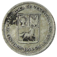 Монета 50 сентимо 1954 года Венесуэла (аверс)