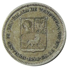 Монета 50 сентимо 1954 года Венесуэла (аверс)