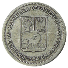 Монета 50 сентимо 1954 года Венесуэла (аверс)