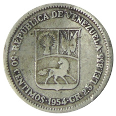 Монета 50 сентимо 1954 года Венесуэла (аверс)