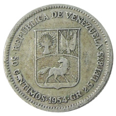Монета 50 сентимо 1954 года Венесуэла (аверс)