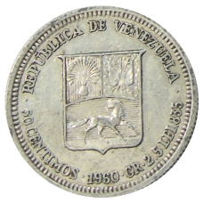 Монета 50 сентимо 1960 года Венесуэла (аверс)
