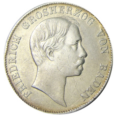 Монета 1 союзный талер 1864 года Германские государства — Баден (аверс)