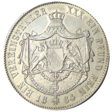 Монета 1 союзный талер 1864 года Германские государства — Баден (реверс)