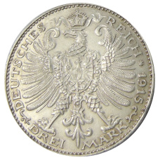 Монета 3 марки 1915 года A Германия (Саксен-Веймар-Эйзенах) «100 лет Великим герцогам» (реверс)