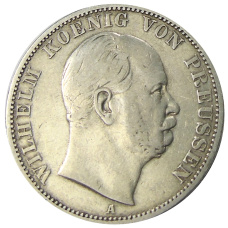 Монета 1 союзный талер 1866 года A Германские государства — Пруссия (аверс)