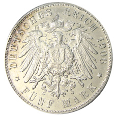 Монета 5 марок 1906 года J Германия (Бремен) (реверс)