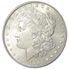 Монета 1 доллар 1886 года США «Доллар Моргана» (аверс)