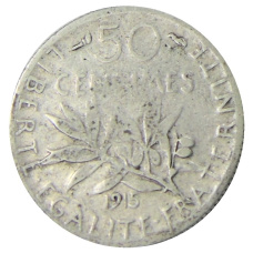Монета 50 сантимов 1915 года Франция (аверс)