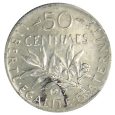 Монета 50 сантимов 1917 года Франция (аверс)