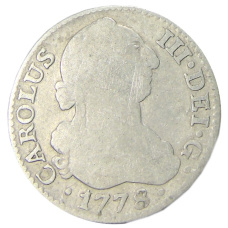 Монета 2 реала 1778 года Испания (аверс)