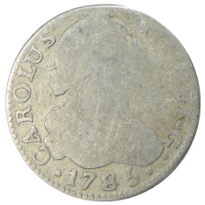 Монета 2 реала 1785 года Испания (аверс)