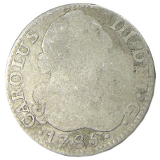 Монета 2 реала 1785 года Испания (аверс)