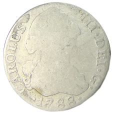 Монета 2 реала 1788 года Испания (аверс)