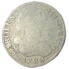 Монета 2 реала 1788 года Испания (аверс)