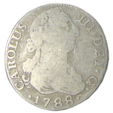 Монета 2 реала 1788 года Испания (аверс)