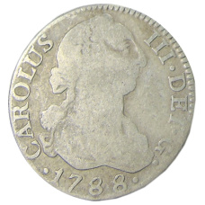 Монета 2 реала 1788 года Испания (аверс)