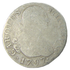 Монета 2 реала 1797 года Испания (аверс)