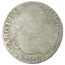 Монета 2 реала 1798 года Испания (аверс)