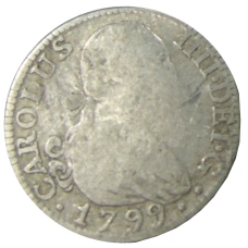 Монета 2 реала 1799 года Испания (аверс)