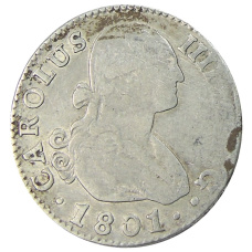 Монета 2 реала 1801 года Испания (аверс)